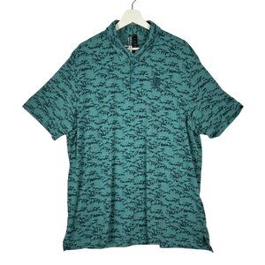 Adidas Polo Golf Shirt Mens 2XL Go-To Printed Green Blue Shirt Preppy II7835